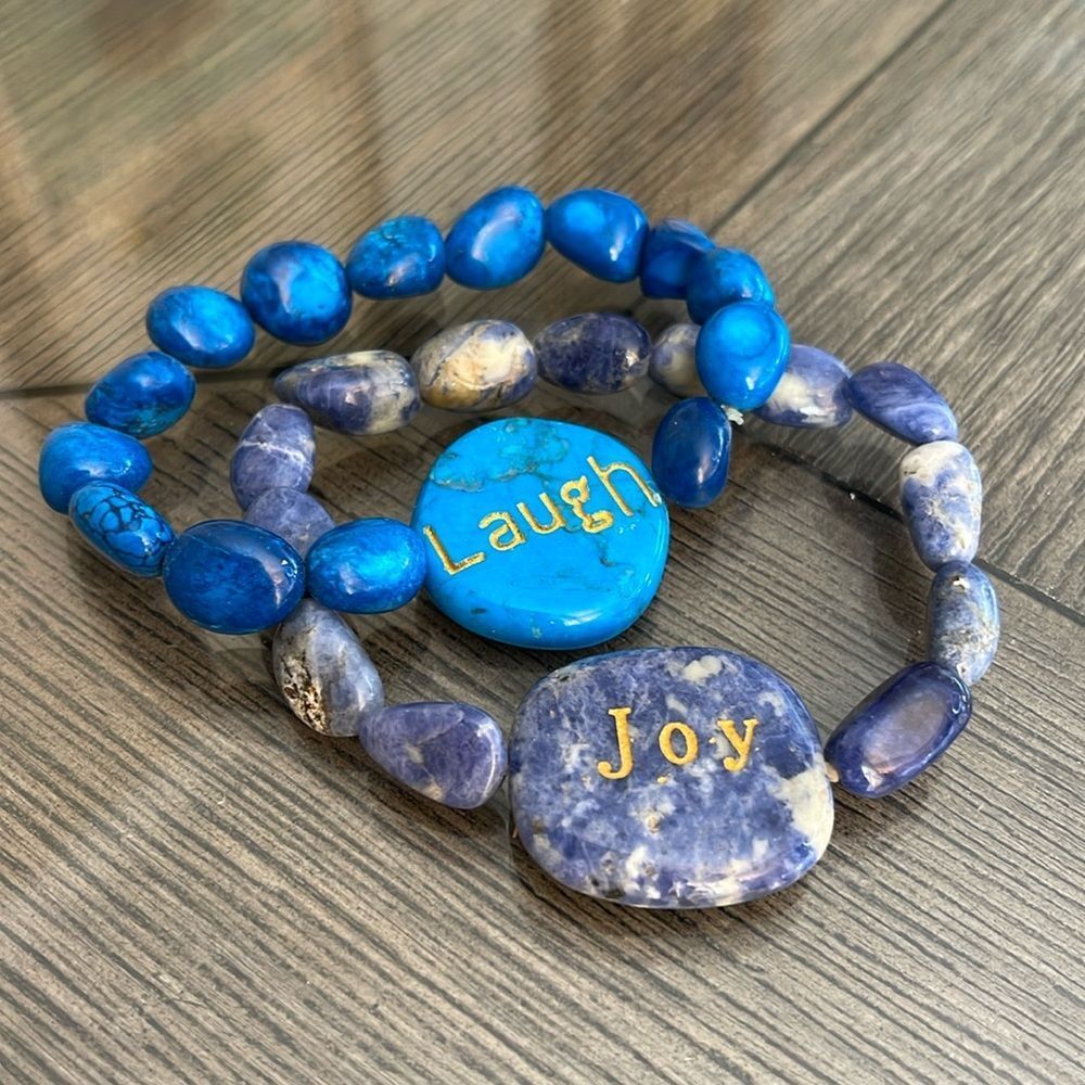 Stone Stretch Bracelets. Joy & Laugh Sodalite & Howlite